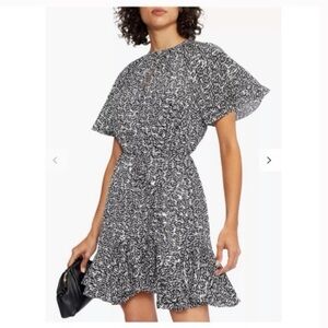 NWOT Ted Baker Jadiaa Zebra Printed Fluted Hem Mini Dress Size 1